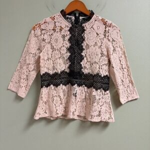 ZARA Womens Sheer Lace Top Size XS Coquette Victorian Regency Fairy Feminine